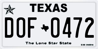 TX license plate DOF0472