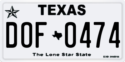 TX license plate DOF0474