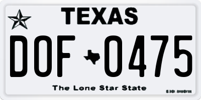 TX license plate DOF0475