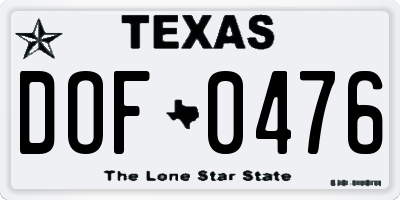 TX license plate DOF0476