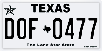 TX license plate DOF0477