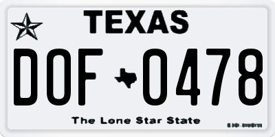 TX license plate DOF0478