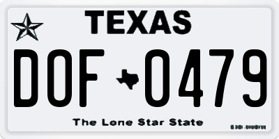TX license plate DOF0479