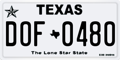 TX license plate DOF0480