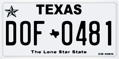 TX license plate DOF0481