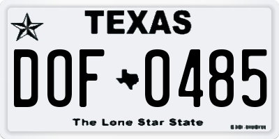 TX license plate DOF0485