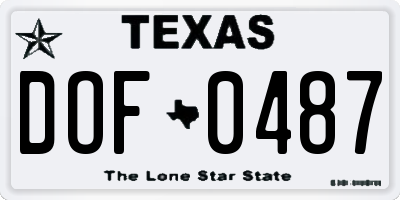 TX license plate DOF0487