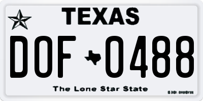 TX license plate DOF0488