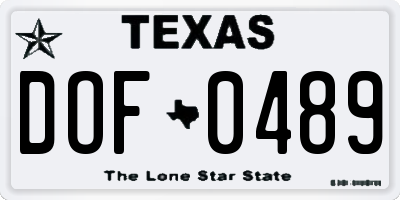 TX license plate DOF0489