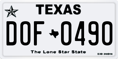 TX license plate DOF0490