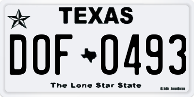 TX license plate DOF0493