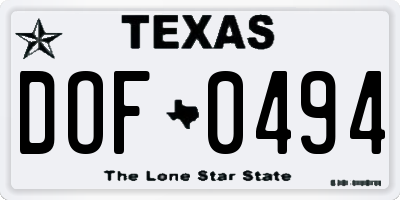 TX license plate DOF0494