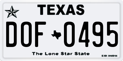 TX license plate DOF0495