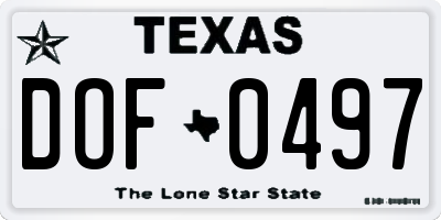 TX license plate DOF0497