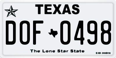 TX license plate DOF0498