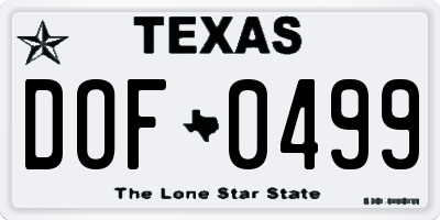 TX license plate DOF0499