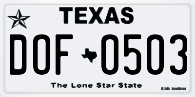 TX license plate DOF0503
