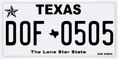 TX license plate DOF0505