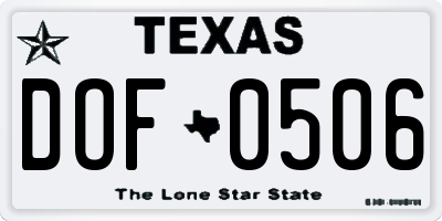 TX license plate DOF0506