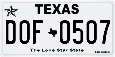 TX license plate DOF0507