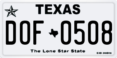 TX license plate DOF0508