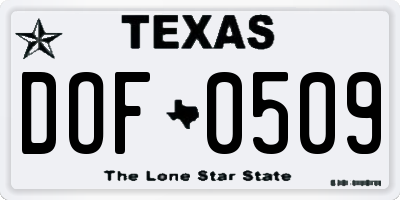 TX license plate DOF0509