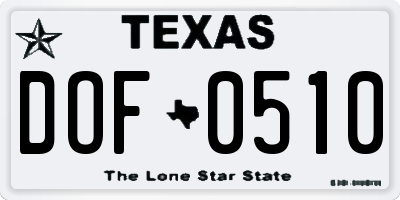 TX license plate DOF0510