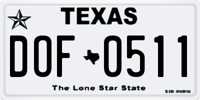 TX license plate DOF0511