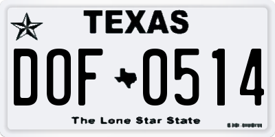 TX license plate DOF0514