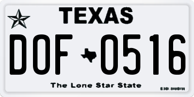 TX license plate DOF0516