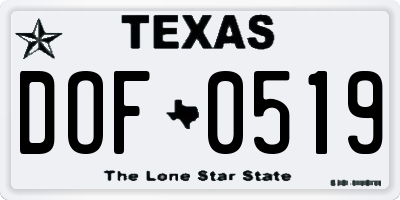 TX license plate DOF0519