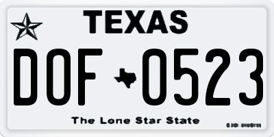 TX license plate DOF0523