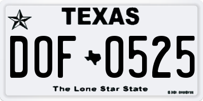 TX license plate DOF0525