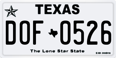 TX license plate DOF0526