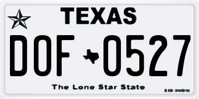 TX license plate DOF0527