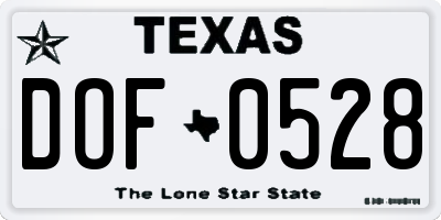 TX license plate DOF0528