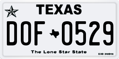 TX license plate DOF0529