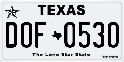 TX license plate DOF0530
