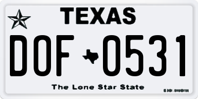 TX license plate DOF0531