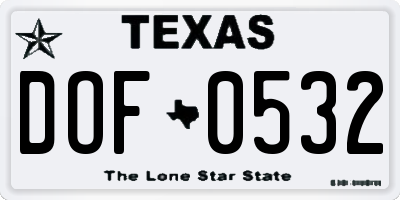 TX license plate DOF0532