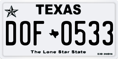 TX license plate DOF0533