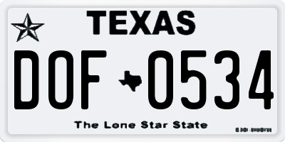 TX license plate DOF0534