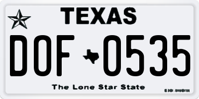 TX license plate DOF0535