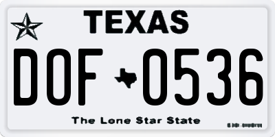 TX license plate DOF0536
