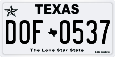 TX license plate DOF0537