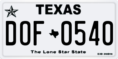 TX license plate DOF0540