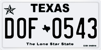 TX license plate DOF0543