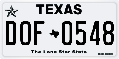 TX license plate DOF0548
