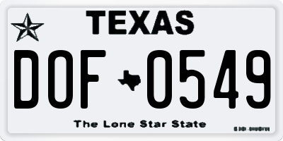 TX license plate DOF0549