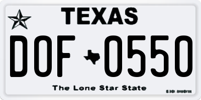 TX license plate DOF0550